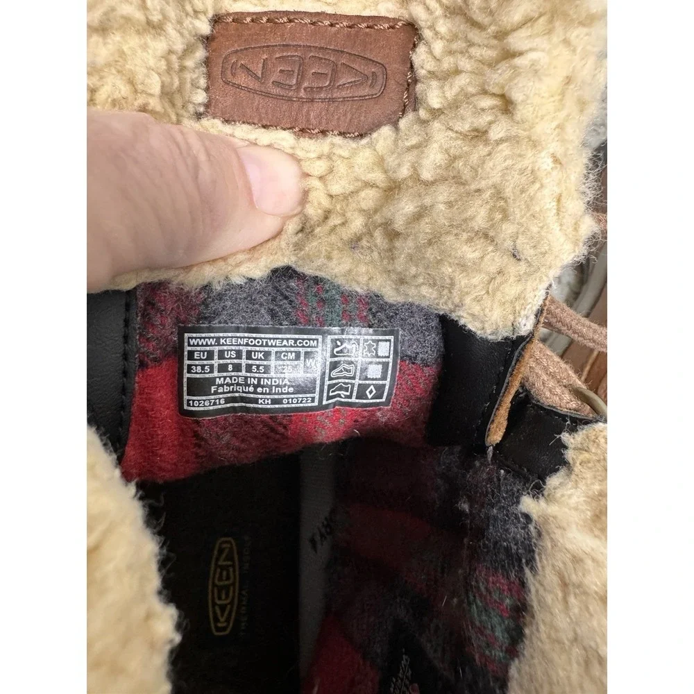 Keen Betty Waterproof Brown Leather Sherpa Lined Short Boots Women's 8 Outdoors